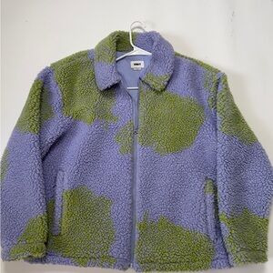 Obey Lavender and Olive Sherpa Zip Jacket